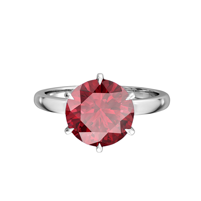 Solitaire Round Ruby Platinum Ring