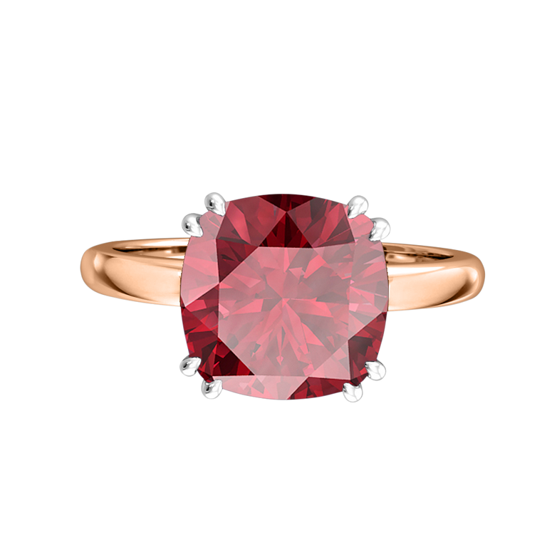 Solitaire Cushion Ruby 18K Rose Gold Ring