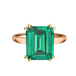 Solitaire Emerald Emerald 18K Rose Gold Ring