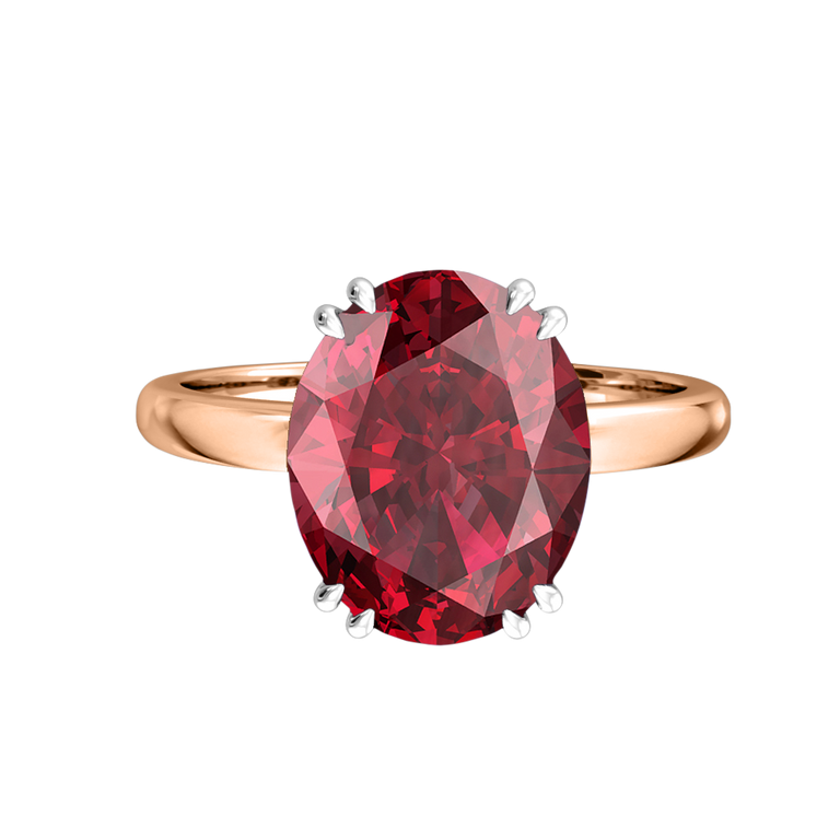 Solitaire Oval Ruby 18K Rose Gold Ring