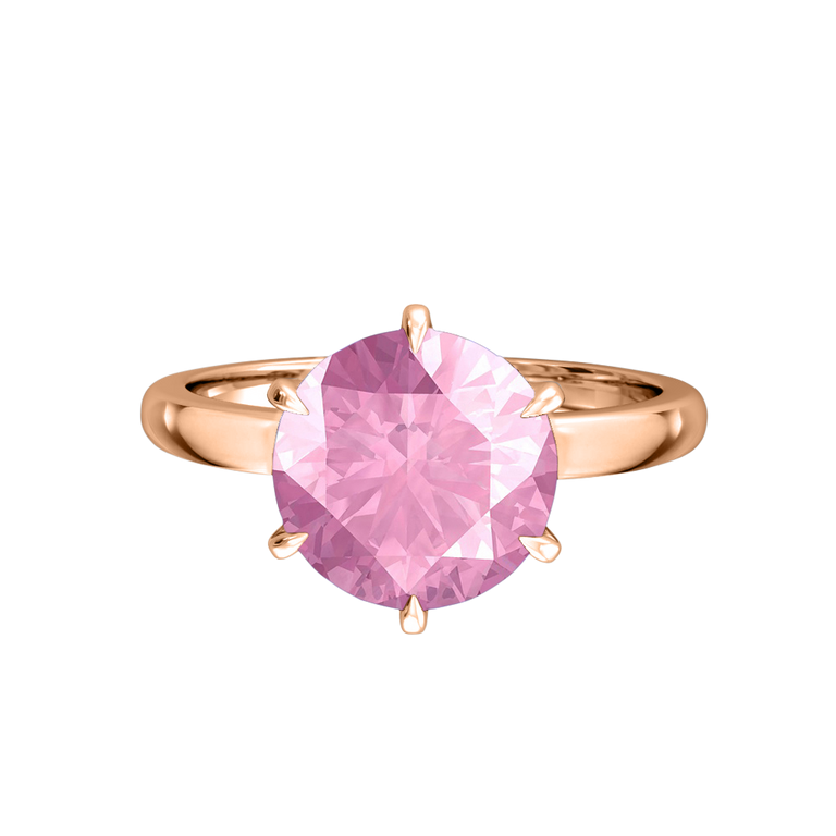 Solitaire Round Pink Sapphire 18K Rose Gold Ring