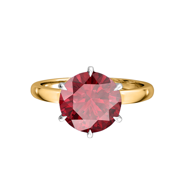 Solitaire Round Ruby 18K Yellow Gold Ring
