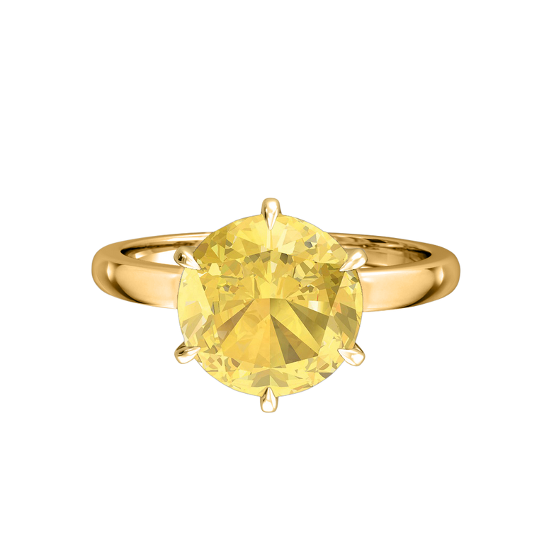 Solitaire Round Yellow Sapphire 18K Yellow Gold Ring