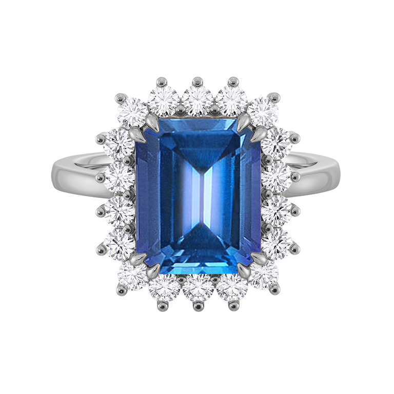 Star Emerald Blue Sapphire Platinum Ring