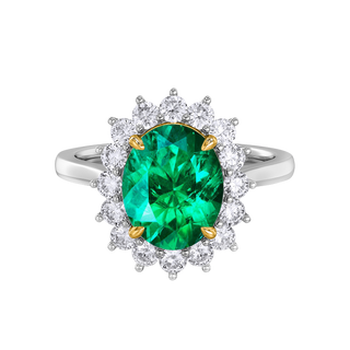 Star Oval Emerald Platinum Ring