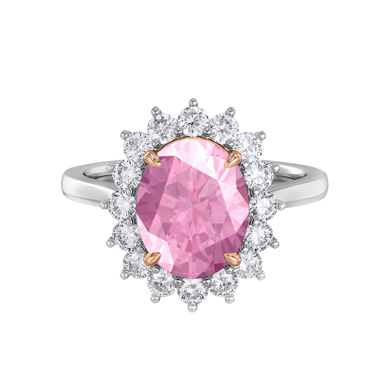 Star Oval Pink Sapphire Platinum Ring