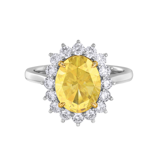 Star Oval Yellow Sapphire Platinum Ring