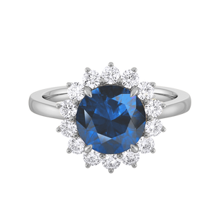 Star Round Blue Sapphire Platinum Ring