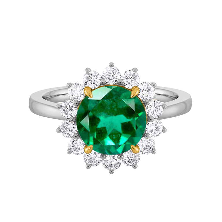 Star Round Emerald Platinum Ring