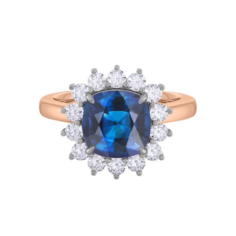 Star Cushion Blue Sapphire 18K Rose Gold Ring