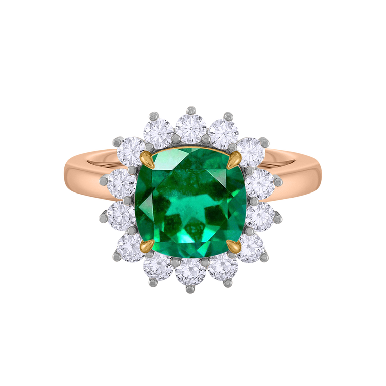 Star Cushion Emerald 18K Rose Gold Ring