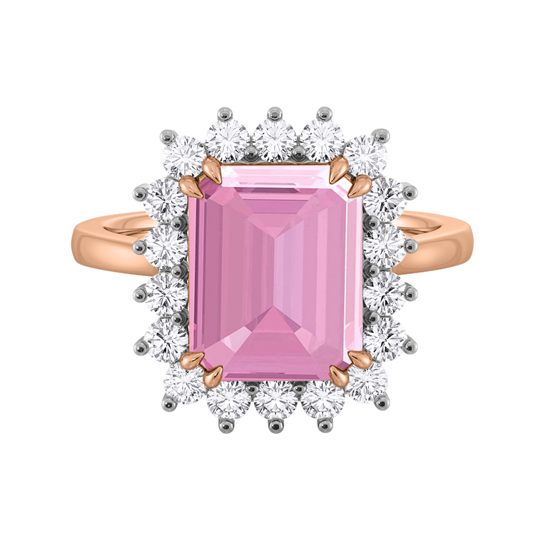 Star Emerald Pink Sapphire 18K Rose Gold Ring