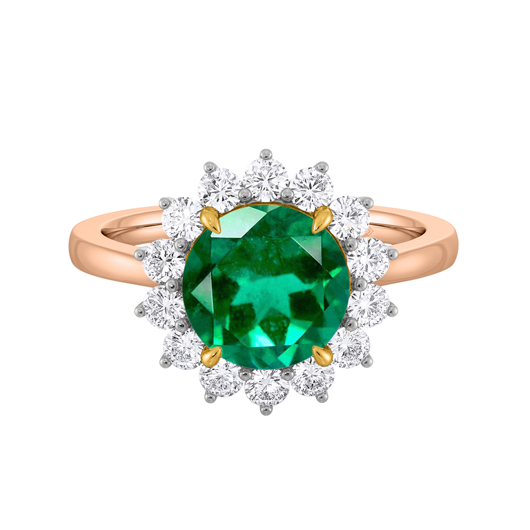Star Round Emerald 18K Rose Gold Ring