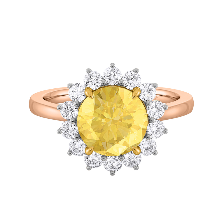 Star Round Yellow Sapphire 18K Rose Gold Ring