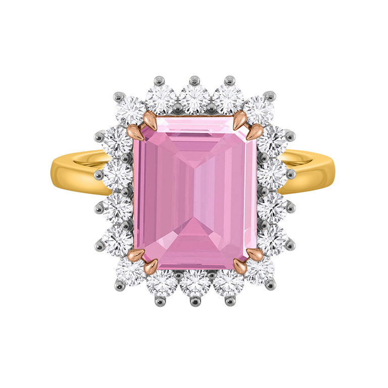 Star Emerald Pink Sapphire 18K Yellow Gold Ring