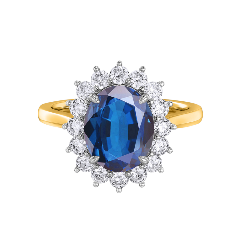 Star Oval Blue Sapphire 18K Yellow Gold Ring