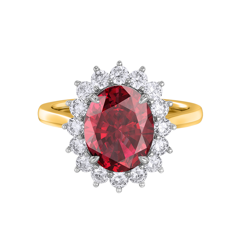 Star Oval Ruby 18K Yellow Gold Ring