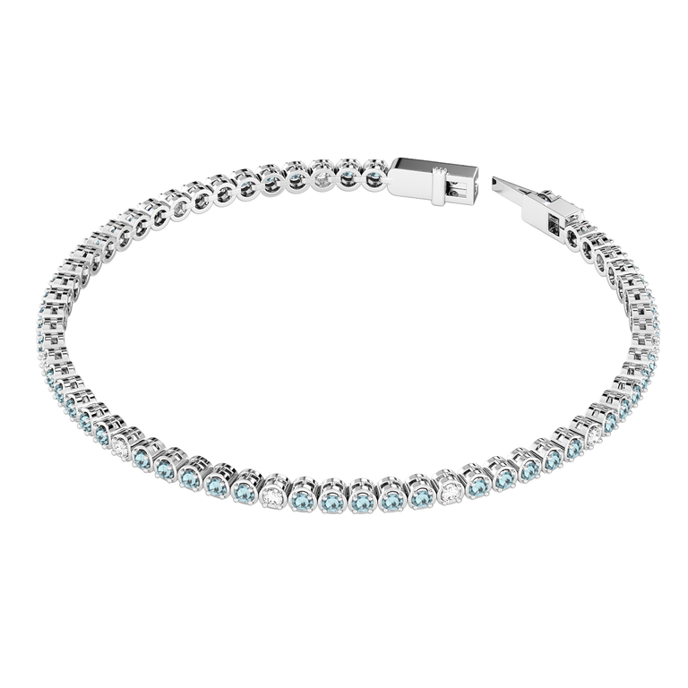 Aquamarine and Diamond Tennis Bracelet