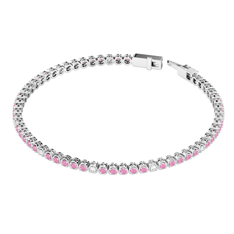 Pink Sapphire and Diamond Tennis Bracelet