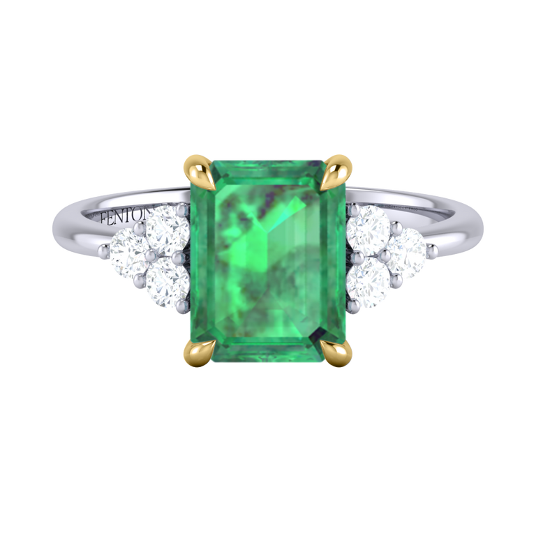 Trefoil Emerald Emerald Platinum Ring