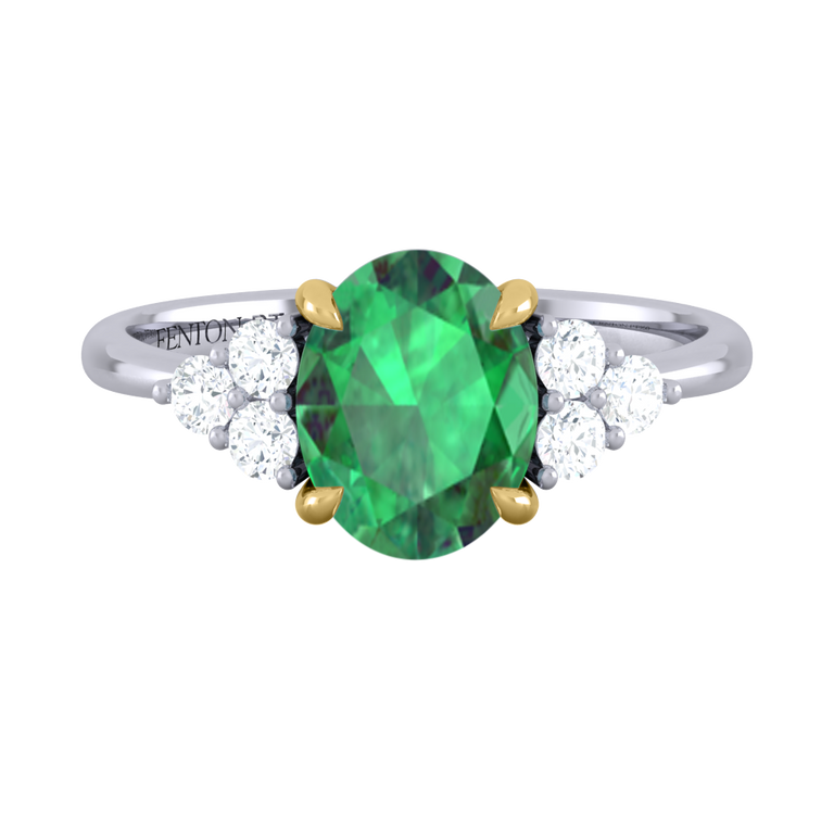 Trefoil Oval Emerald Platinum Ring