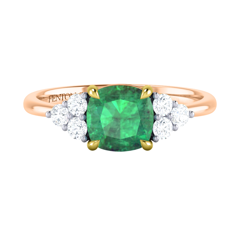 Trefoil Cushion Emerald 18K Rose Gold Ring