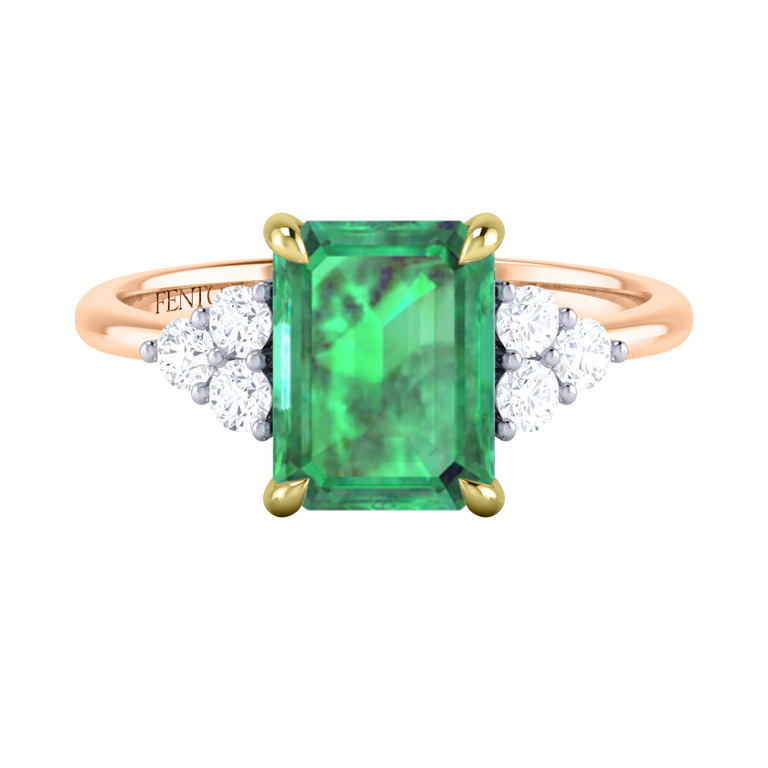 Trefoil Emerald Emerald 18K Rose Gold Ring