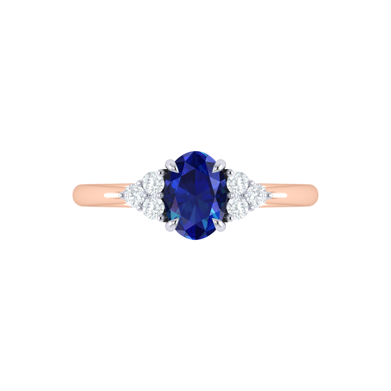 Trefoil Oval Blue Sapphire 18K Rose Gold Ring