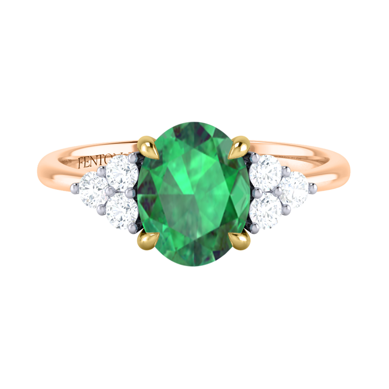 Trefoil Oval Emerald 18K Rose Gold Ring