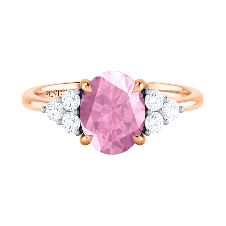 Trefoil Oval Pink Sapphire 18K Rose Gold Ring