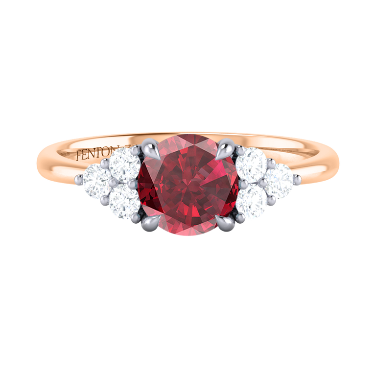 Trefoil Round Ruby 18K Rose Gold Ring