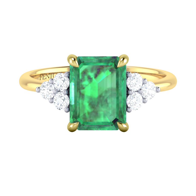Trefoil Emerald Emerald 18K Yellow Gold Ring