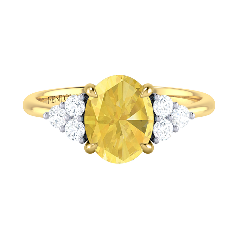 Trefoil Oval Yellow Sapphire 18K Yellow Gold Ring