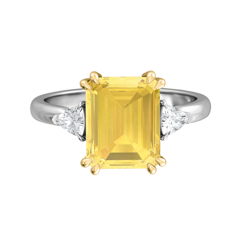 Trilogy Emerald Yellow Sapphire Platinum Ring