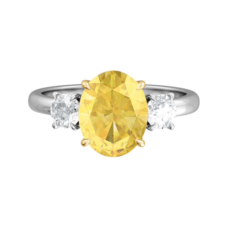 Trilogy Oval Yellow Sapphire Platinum Ring