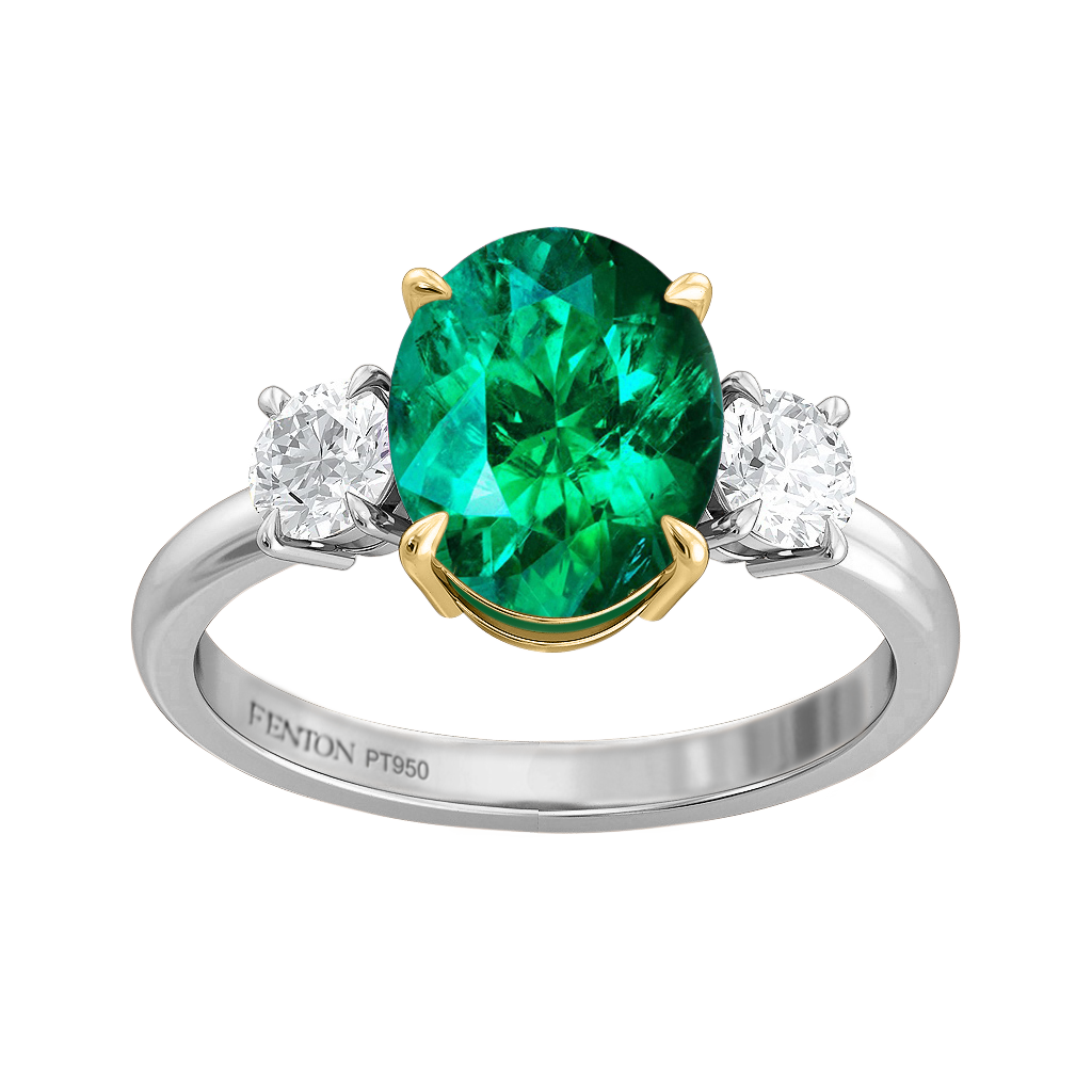 Fenton - Trilogy Oval Emerald Platinum Ring