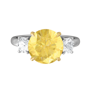 Trilogy Round Yellow Sapphire Platinum Ring