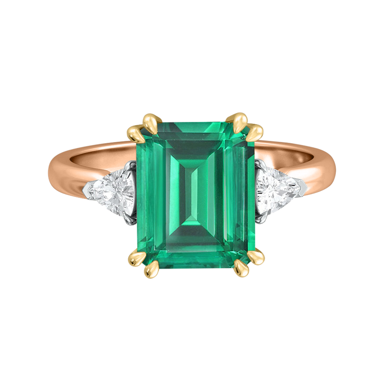 Trilogy Emerald Emerald 18K Rose Gold Ring