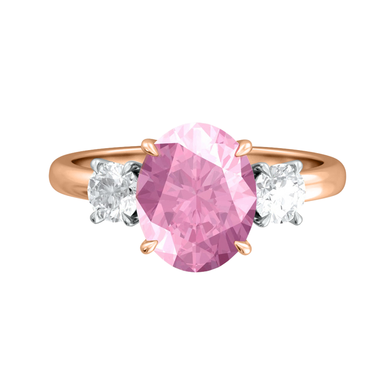 Trilogy Oval Pink Sapphire 18K Rose Gold Ring