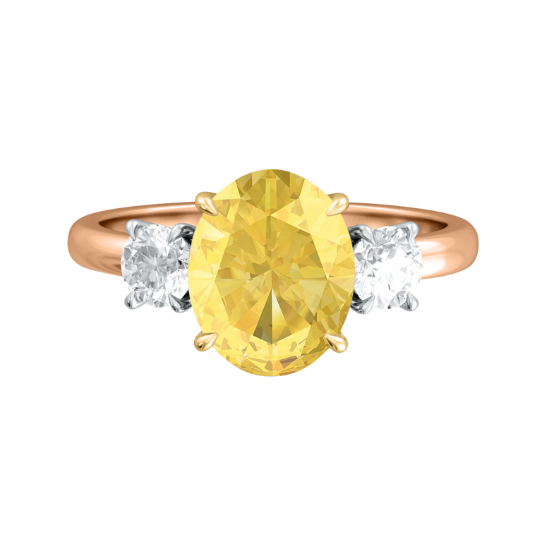 Trilogy Oval Yellow Sapphire 18K Rose Gold Ring