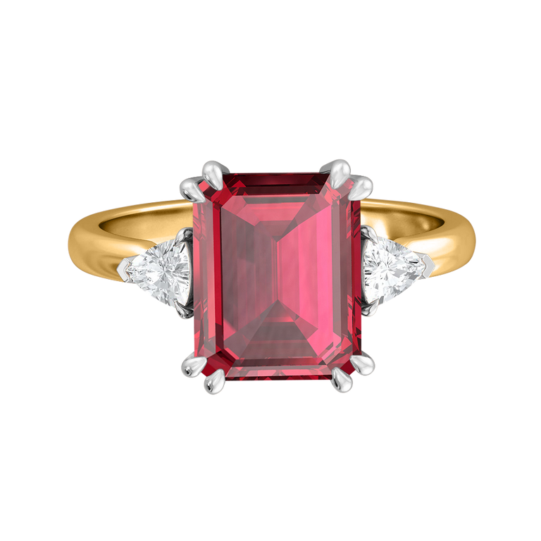 Trilogy Emerald Ruby 18K Yellow Gold Ring