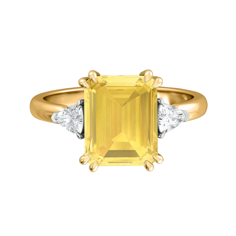 Trilogy Emerald Yellow Sapphire 18K Yellow Gold Ring
