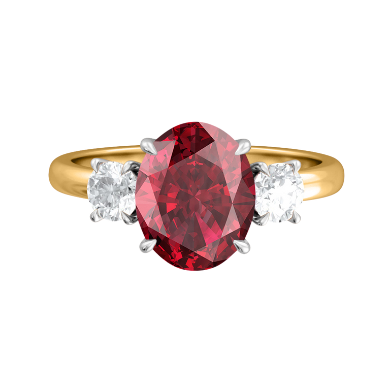 Trilogy Oval Ruby 18K Yellow Gold Ring