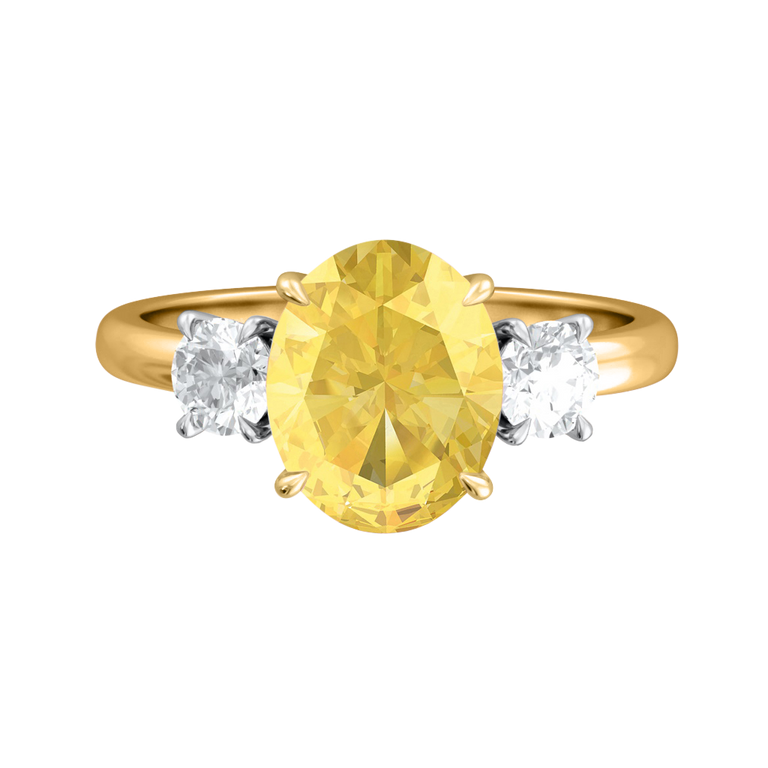 Trilogy Oval Yellow Sapphire 18K Yellow Gold Ring