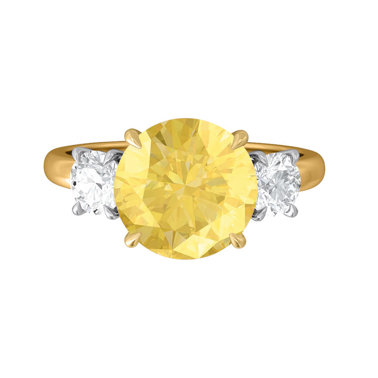 Trilogy Round Yellow Sapphire 18K Yellow Gold Ring