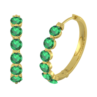 Treasure Box Venus Hoop Emerald Earrings 18k Yellow Gold