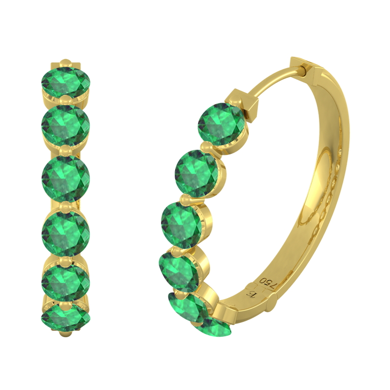 Treasure Box Venus Hoop Emerald Earrings 18k Yellow Gold