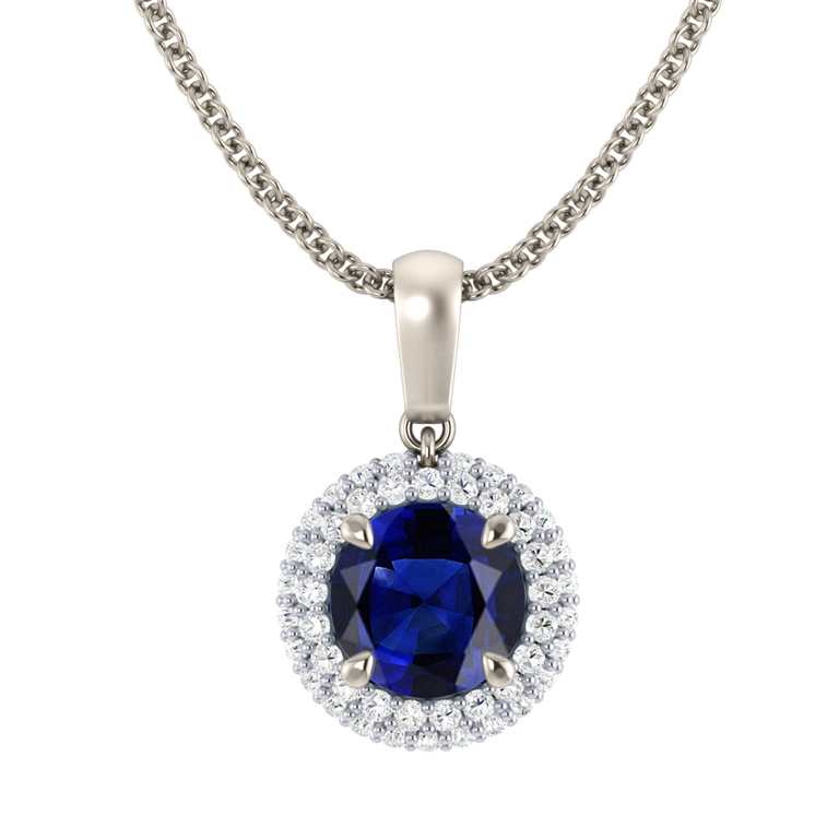 Vintage Blue Sapphire Pendant Necklace