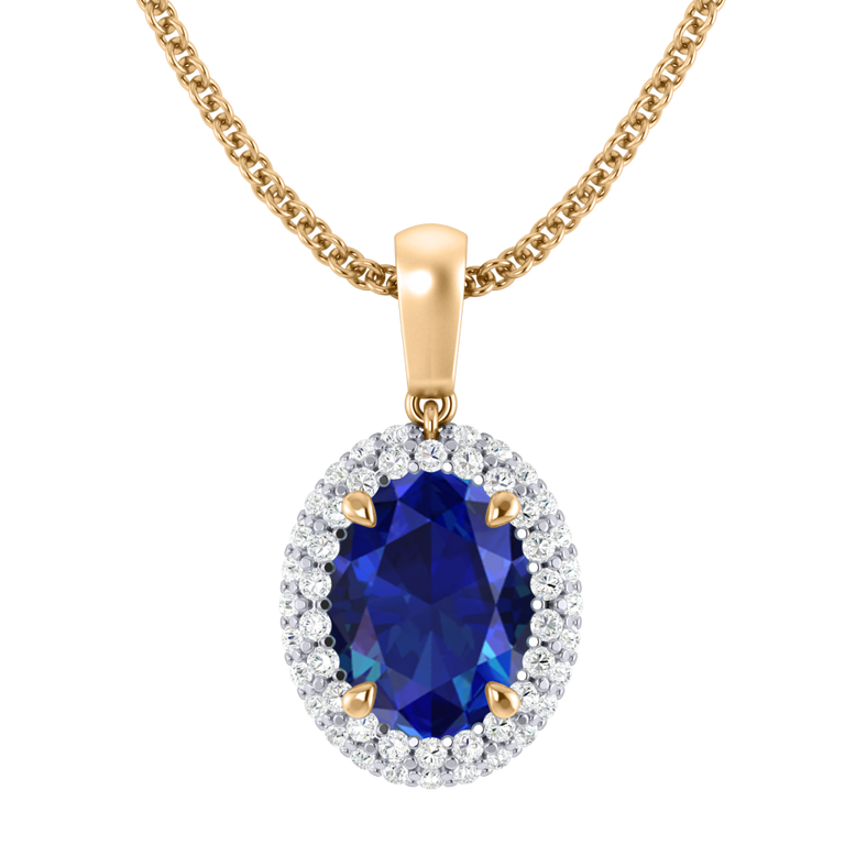 Vintage Blue Sapphire Pendant Necklace
