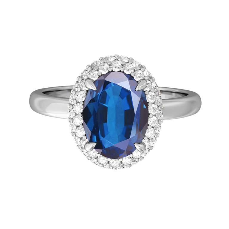Vintage Oval Blue Sapphire Platinum Ring